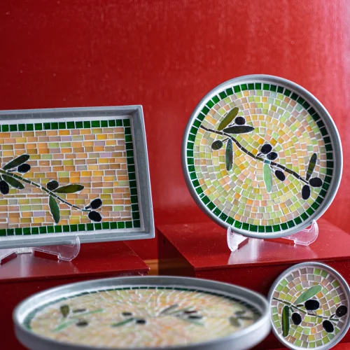 Deniz MosaicWorks - Zeytin Mini Mozaik Tabak