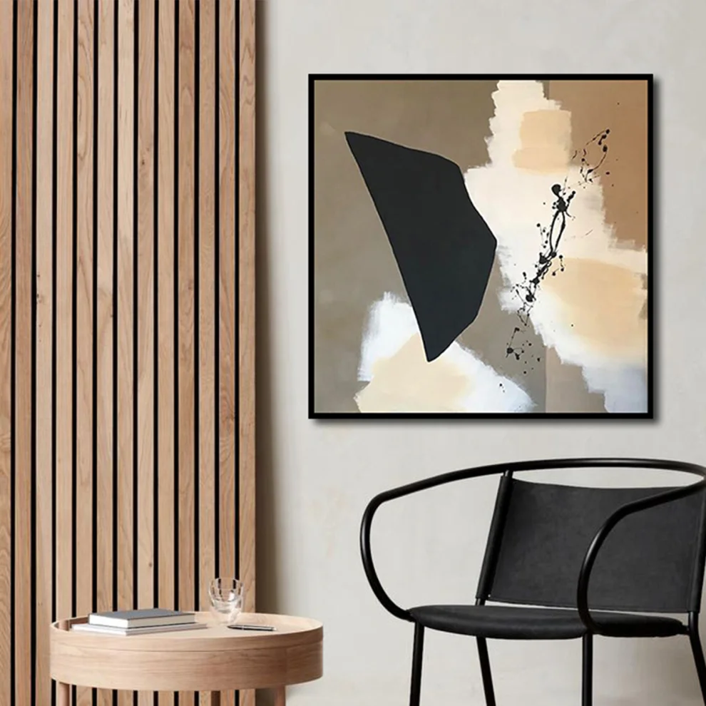 Kle Studio - Beige And Black Acrylic Painting