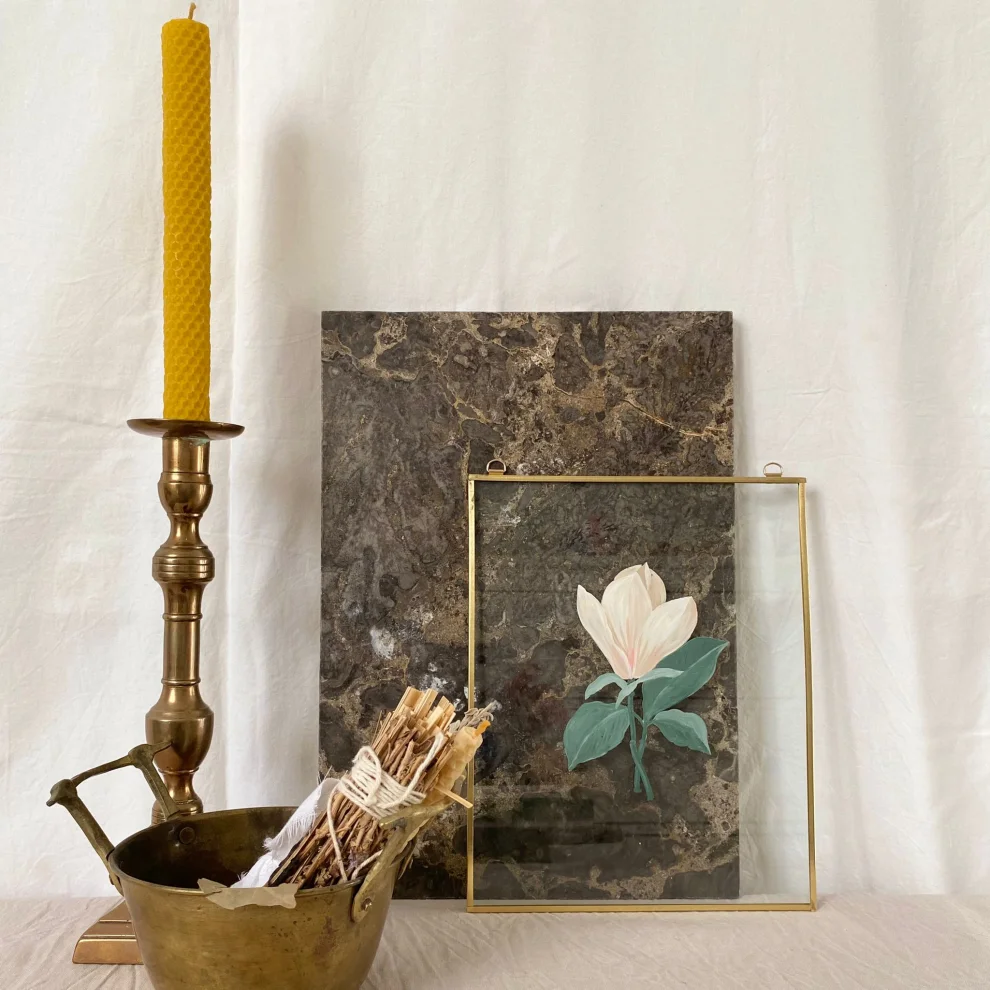 Lemonade Handcraft - Magnolia Brass Framed Painting