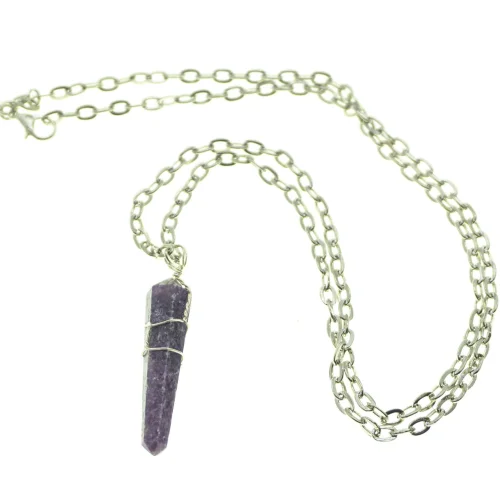 İndafelhayat - Lepidolite Stone Pendulum Necklace