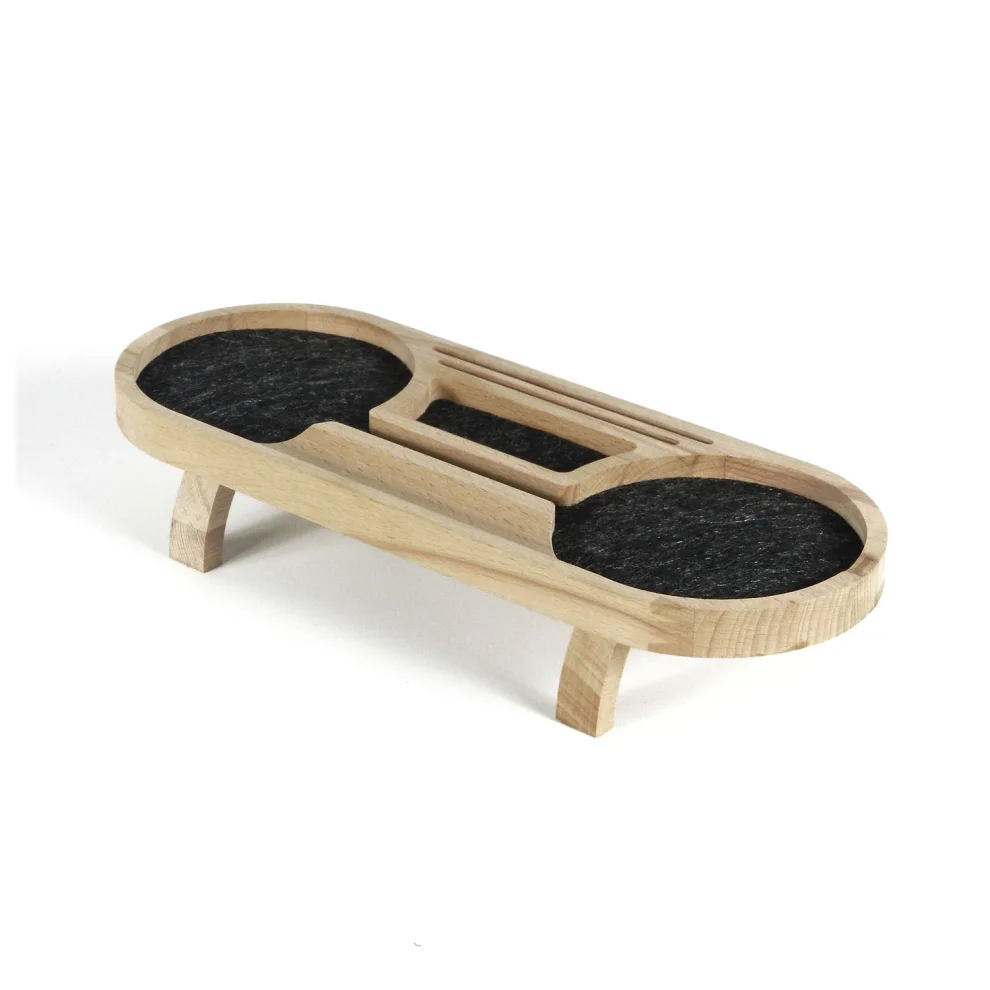 Fagus Wood - Wooden Desk Organizer Card Holder - Mini Round