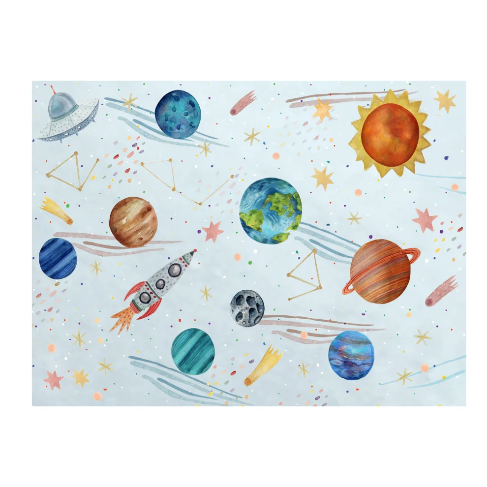 Hueppi - Give Me Some Space Blue Kidsroom Rug