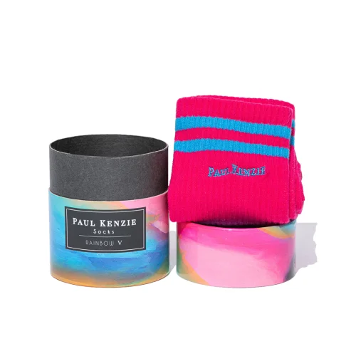 Paul Kenzie - Motley Socks Unisex Nakışlı Uzun Tenis Çorap - Rainbow V