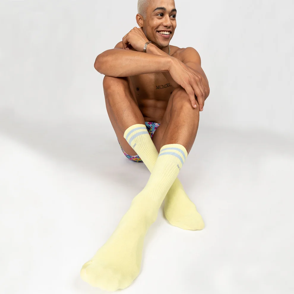 Paul Kenzie - Motley Socks Unisex Embroidered Long Tennis Socks - Rainbow I