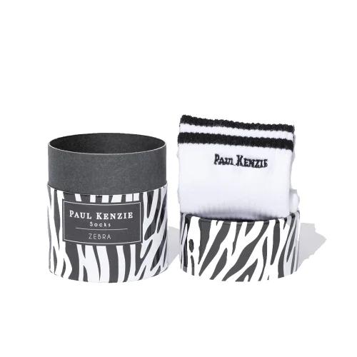Paul Kenzie - Motley Socks Unisex Nakışlı Uzun Tenis Çorap - Zebra
