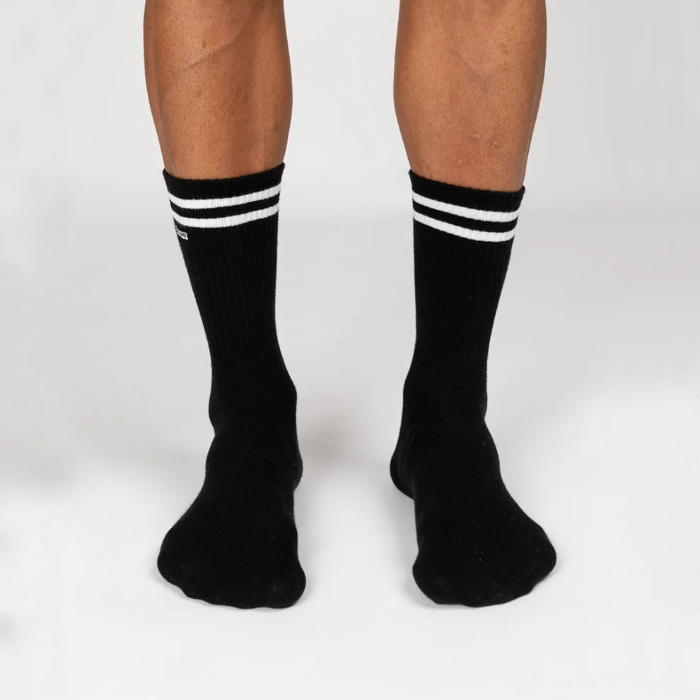 Paul Kenzie - Motley Socks Unisex Embroidered Long Tennis Socks - Shadow