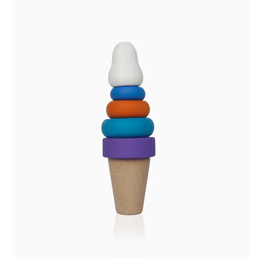 The Babylish - Tak - Çıkar Renkli Ahşap Dondurma Oyuncak Seti