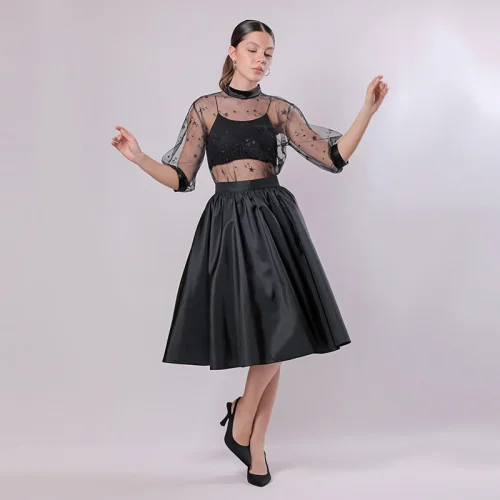 Mezz - Taffeta Midi Skirt