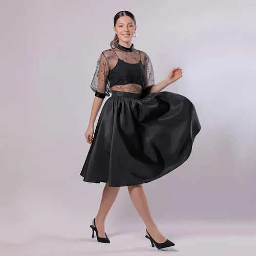 Mezz - Taffeta Midi Skirt