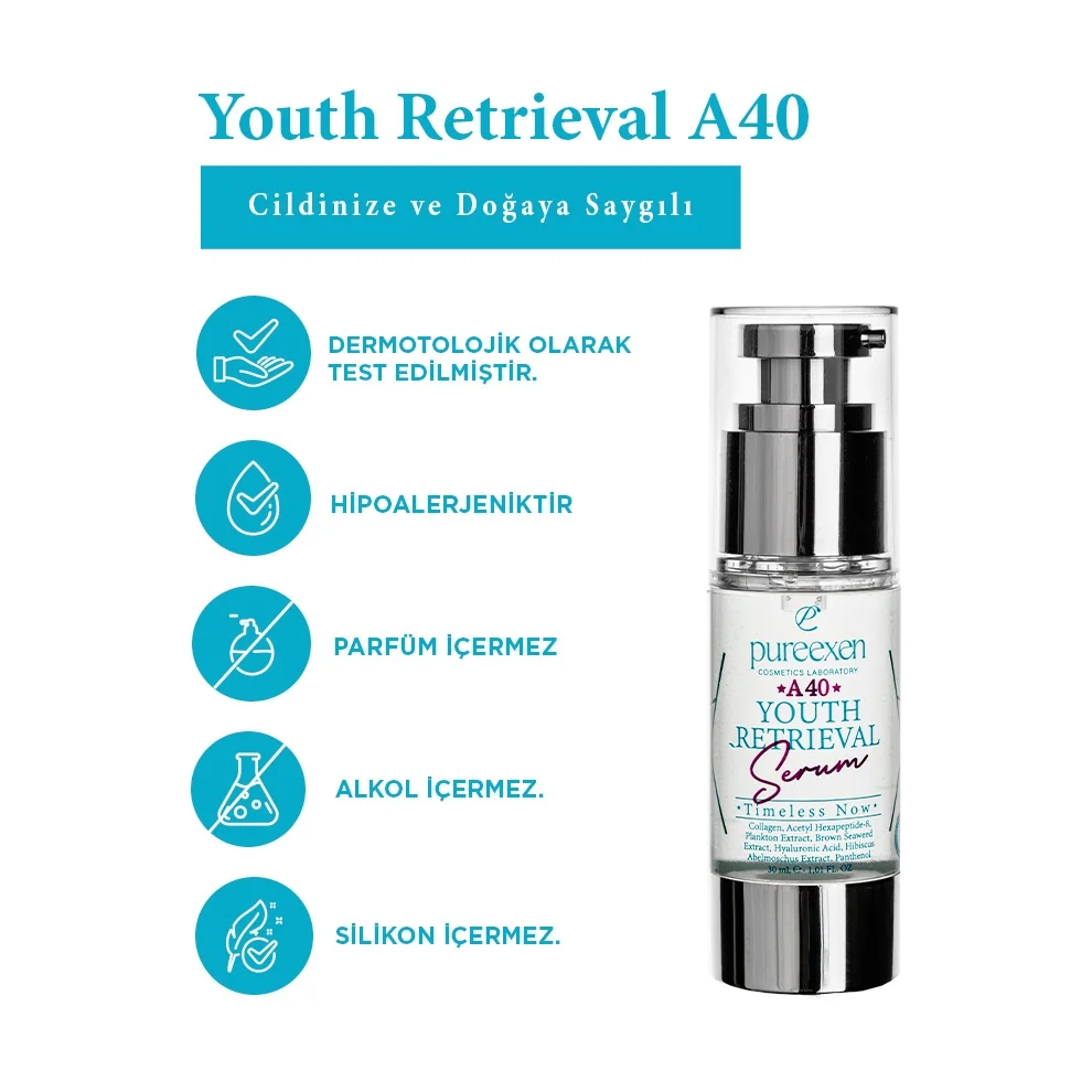 Pureexen Cosmetics - Laboratory Youth Retrieval A40 - Tüm Ciltler Için Kırışıklık Karşıtı Canlandırıcı Etkili Serum