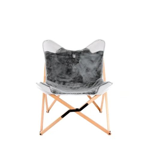 Marbre Home - Plush And Leather Tripolina Folding Chair.