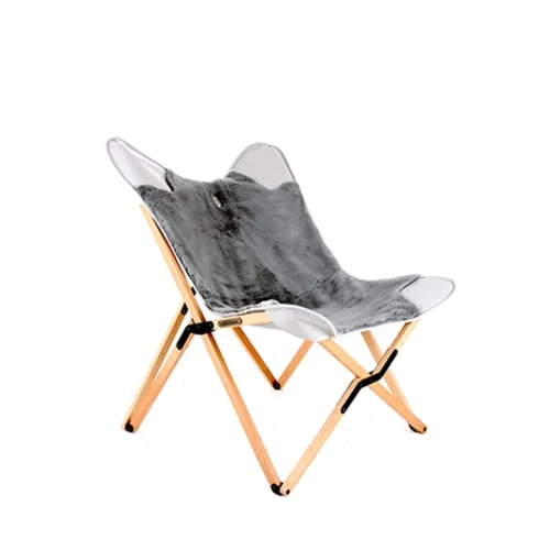 Marbre Home - Plush And Leather Tripolina Folding Chair.