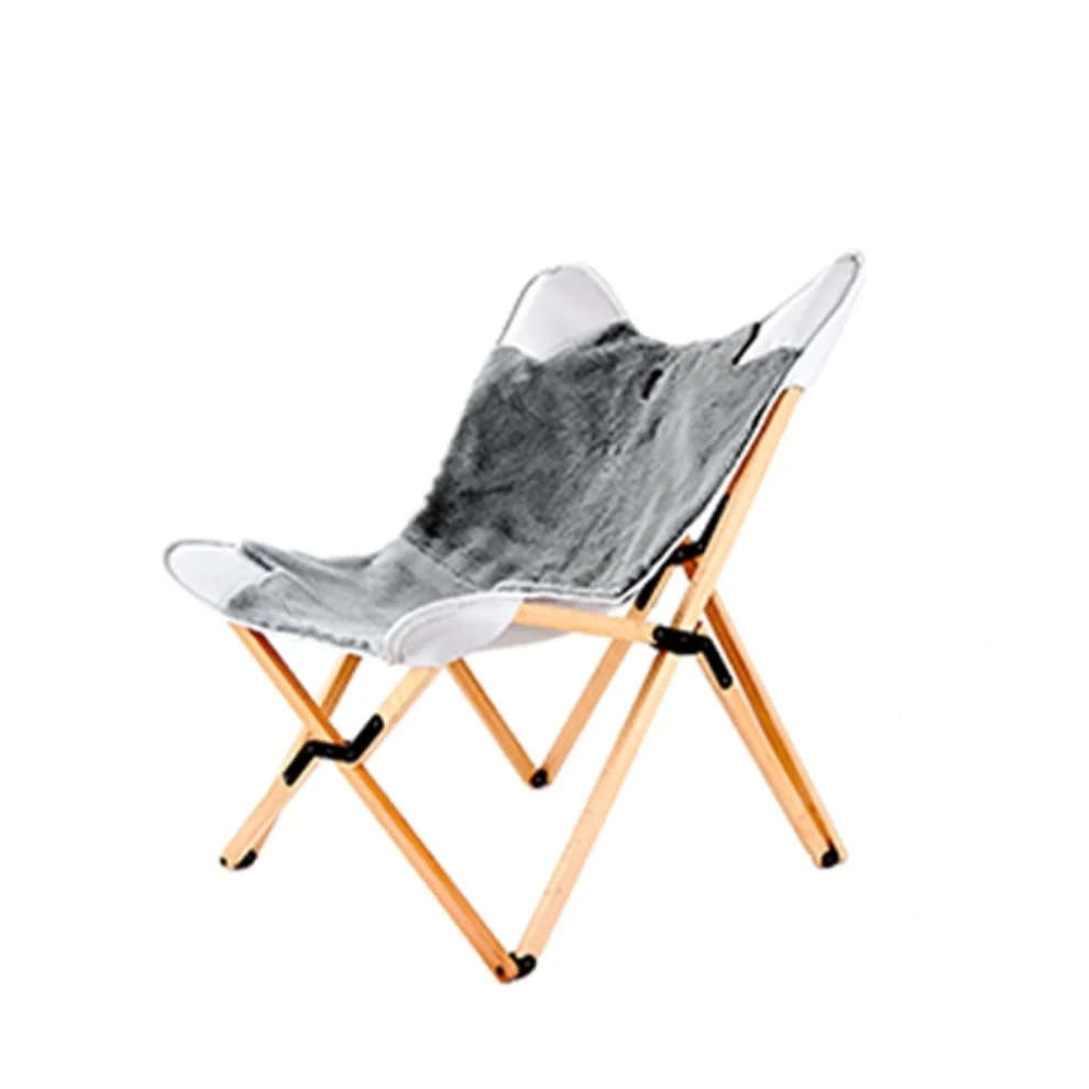 Marbre Home - Plush And Leather Tripolina Folding Chair.