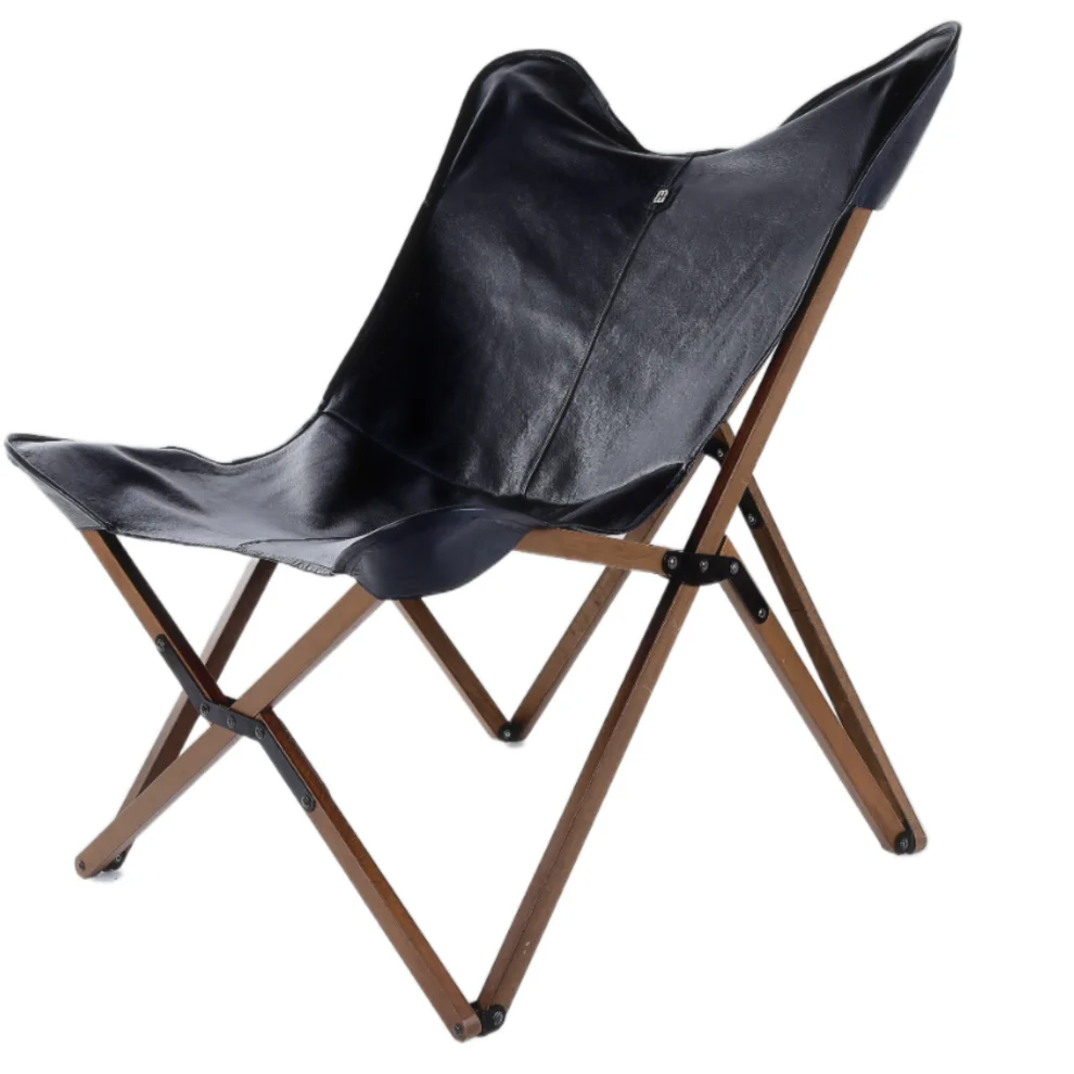 Marbre Home - Black Genuene Leather Tripolina Chair