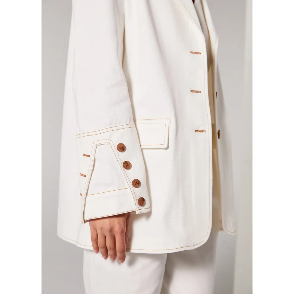 Wabi Sabi - Oversized Jacket With Cufflinks And Stitching Detail