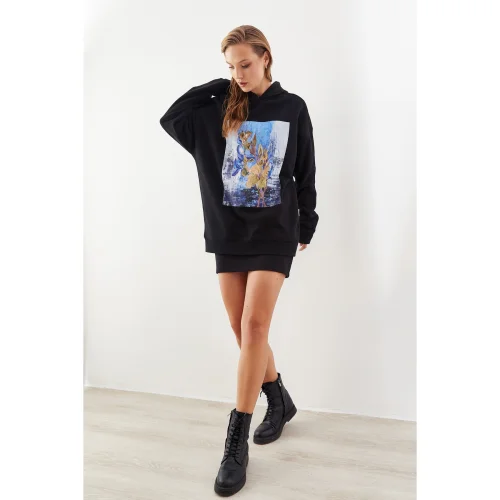 Auric - Digital Floral Printed Sweatshirt Hoodie