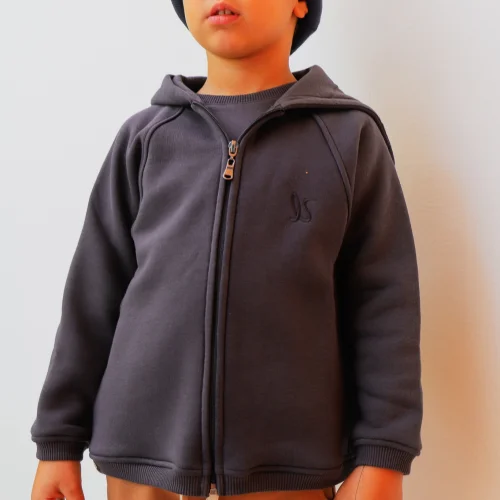 Lavra Studio - Çocuk Fermuarlı Kapüşonlu Unisex Sweatshirt