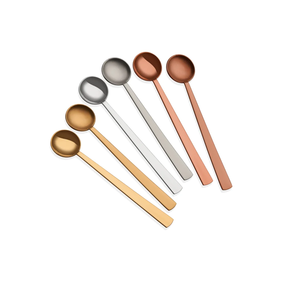 Narin Metal - Bosfor Tea Spoon - Colored - 6 Pieces Set