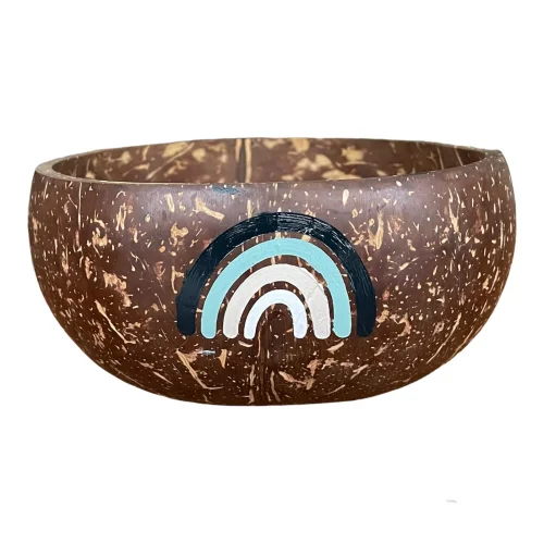 Ebru Sayer Art & Design - Hand Painted Original Coconut Bowl - Naturel Colors