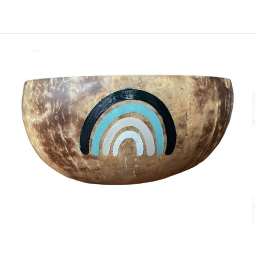 Ebru Sayer Art & Design - Hand Painted Original Coconut Bowl - Soft