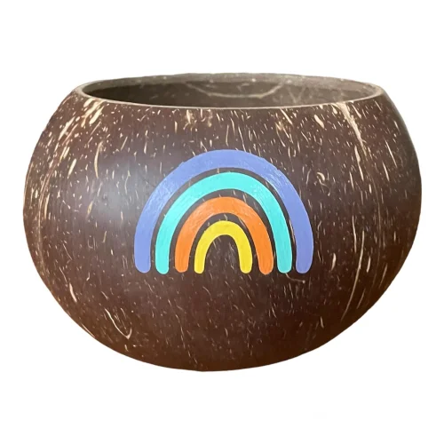 Ebru Sayer Art & Design - Hand Painted Jumbo Original Coconut Bowl - Vibrant Colors