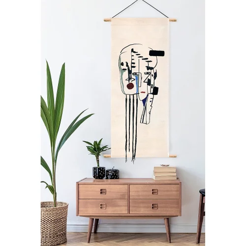 Kuela Studio - Ligne Ill Canvas Printed, Tuft Detailed Wallhang