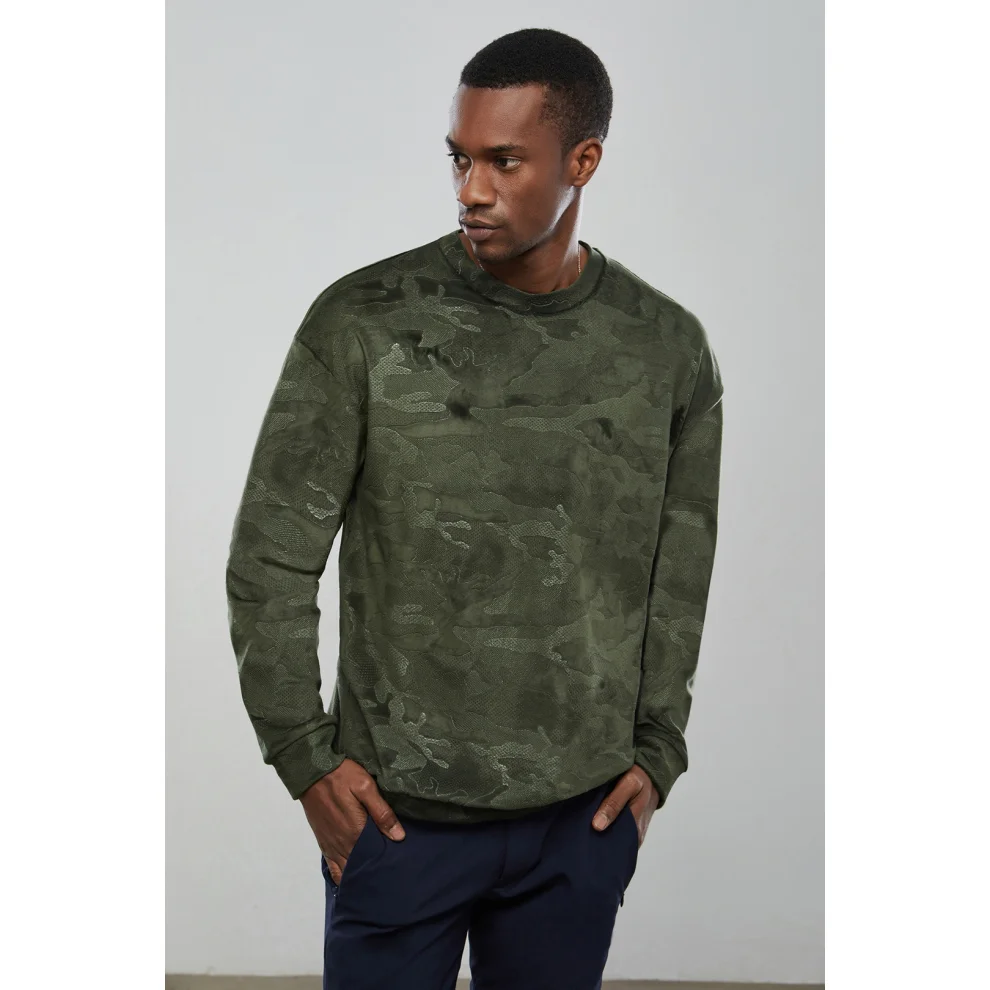 Dear Deer - Comouflage Velvet Sweatshirt XL Khaki | hipicon