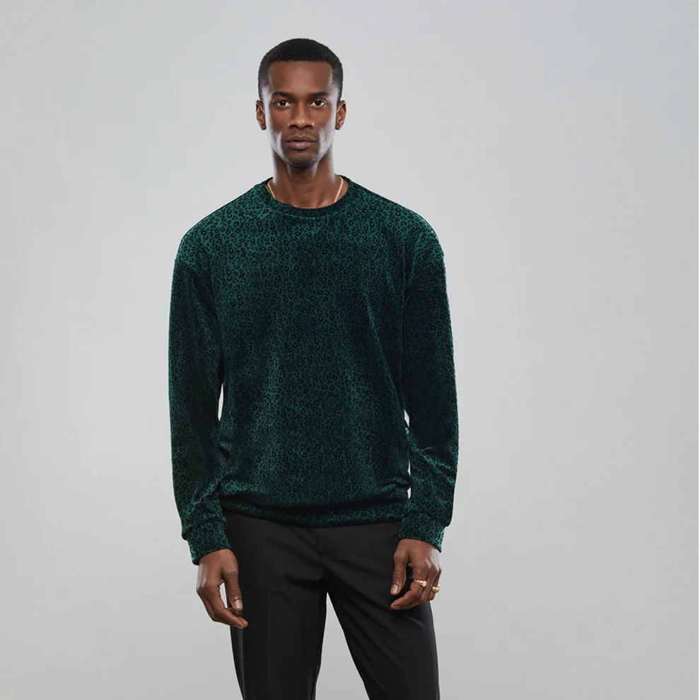 Green shop velvet sweatshirt