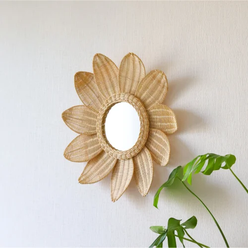 The Tiny Nest - Rattan Daisy Mirror