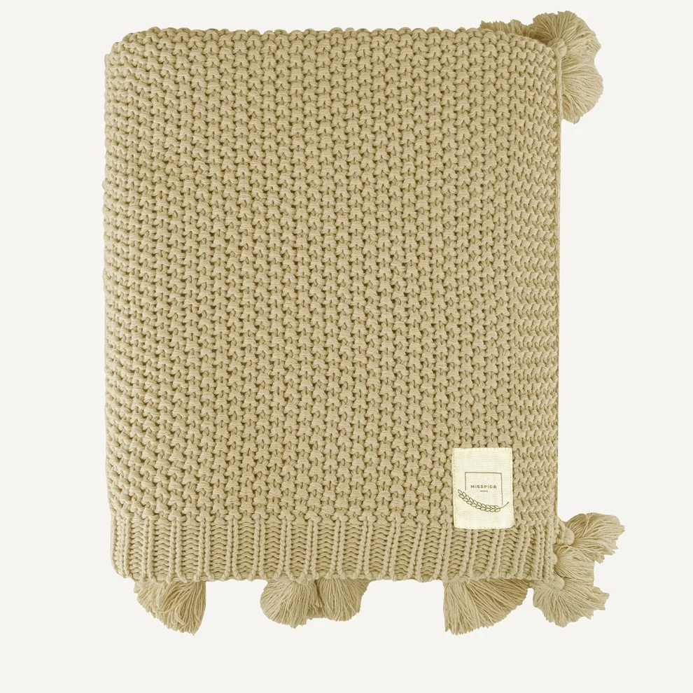 Miespiga - Coco Rice Knitted Pompom Knitwear Blanket Knitting