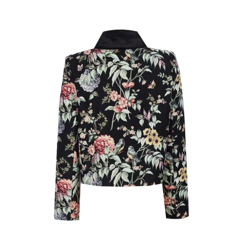 Bashaques - Floral Patterned Velvet Collar Jacket
