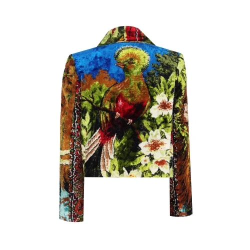 Bashaques - Peacock Pattern Antique Certified Silk Carpet Jacket