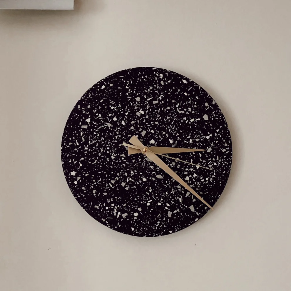 Obje Studio - Black & White Terrazzo Wall Clock