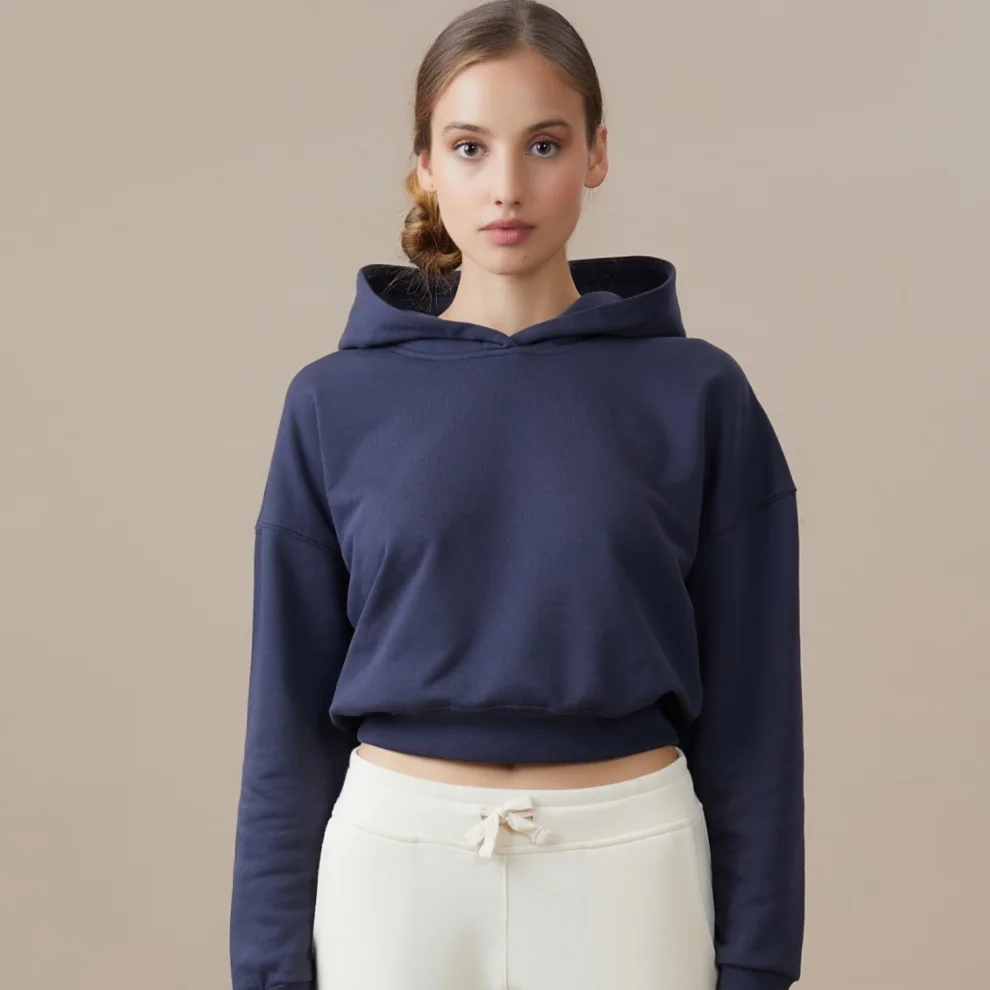 Navy blue hot sale crop hoodie