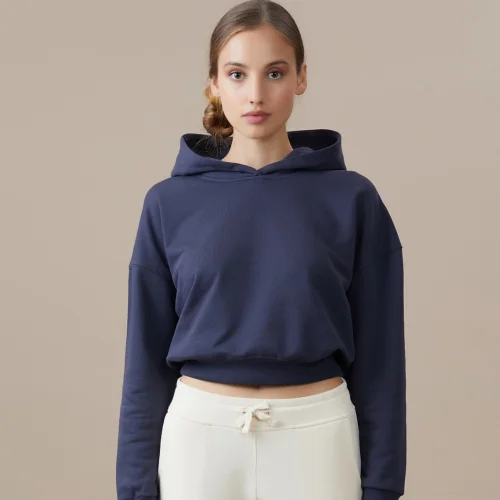 SimpleQloth - Organic Cotton Crop Top Hoodie