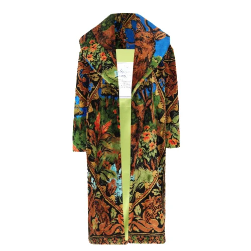 Bashaques - Geyik Desenli Antika Sertifikalı İpek Halı Palto