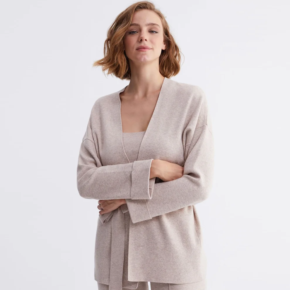 Joinus - Belted Cardigan With Sleeve Details