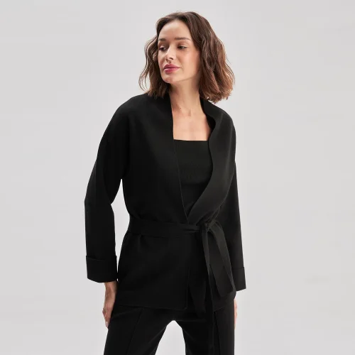 Joinus - Belted Cardigan With Sleeve Details