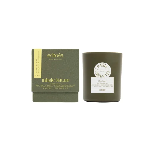 Echoes Lab - Basil & Green Tea Scented Small Size Natural Candle 150 Gr