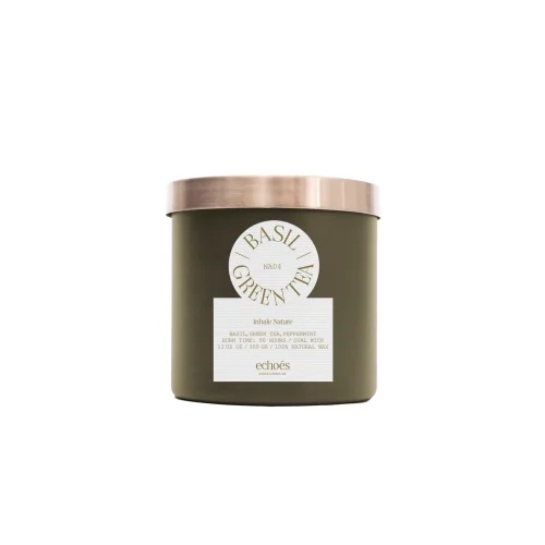 Echoes Lab - Basil & Green Tea Scented Medium Size Natural Candle 300 Gr