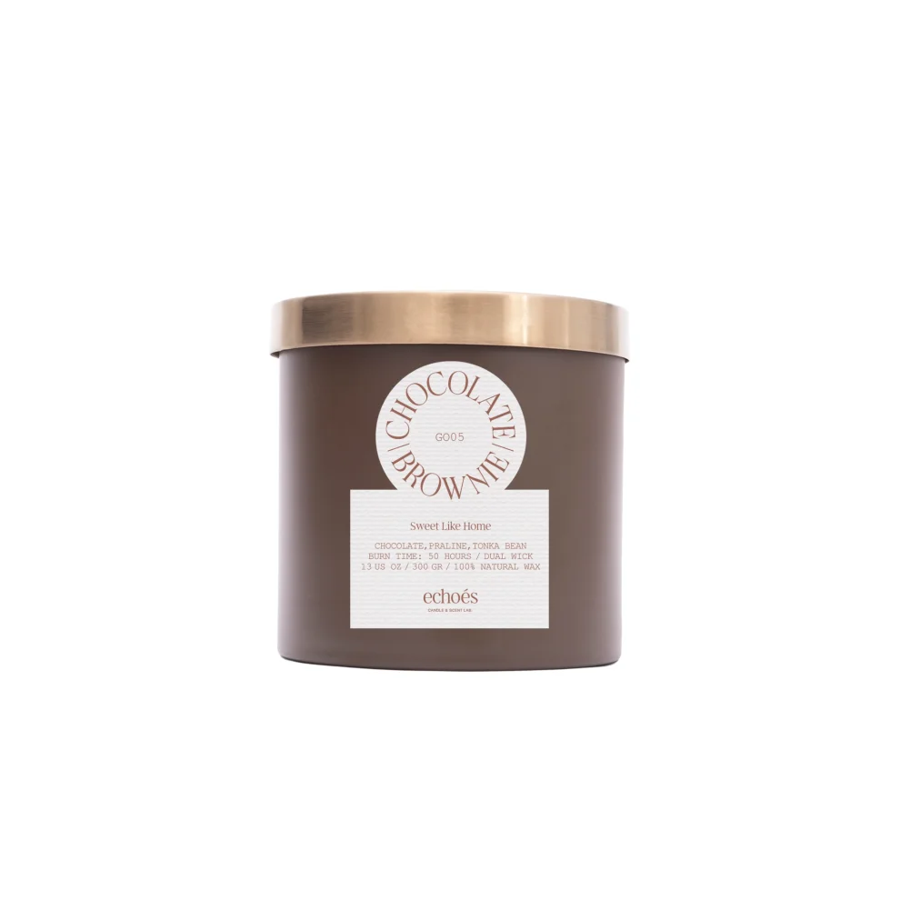 Echoes Lab - Chocolate Brownie Scented Medium Size Natural Candle 300 Gr