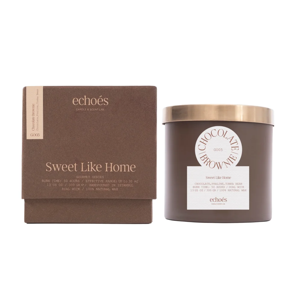 Echoes Lab - Chocolate Brownie Scented Medium Size Natural Candle 300 Gr