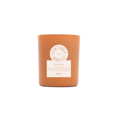 Echoes Lab - Coconut & Mango Scented Small Size Natural Candle 150 Gr