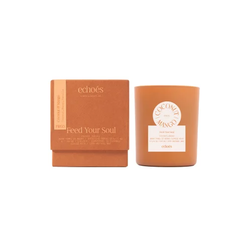 Echoes Lab - Coconut & Mango Scented Small Size Natural Candle 150 Gr