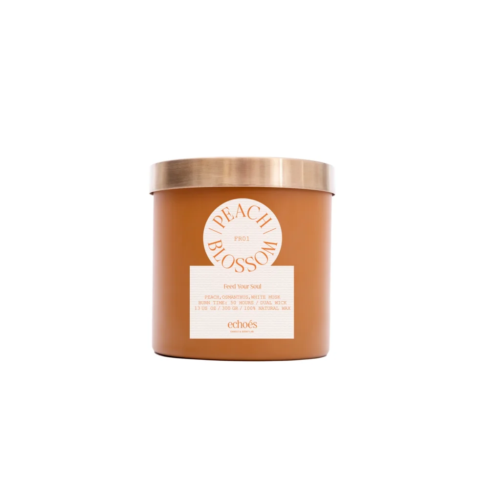 Echoes Lab - Peach Blossom Scented Medium Size Natural Candle 300 Gr