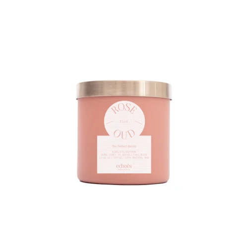 Echoes Lab - Rose & Oud Scented Medium Size Natural Candle 300 Gr