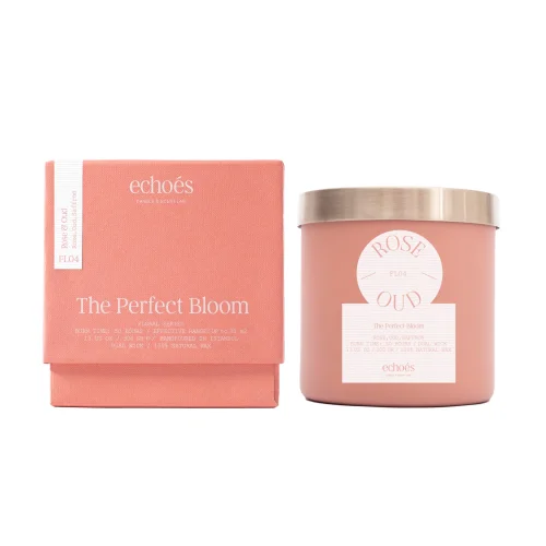 Echoes Lab - Rose & Oud Scented Medium Size Natural Candle 300 Gr