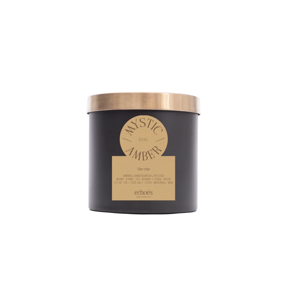 Echoes Lab - Mystic Amber Scented Medium Size Natural Candle 300 Gr