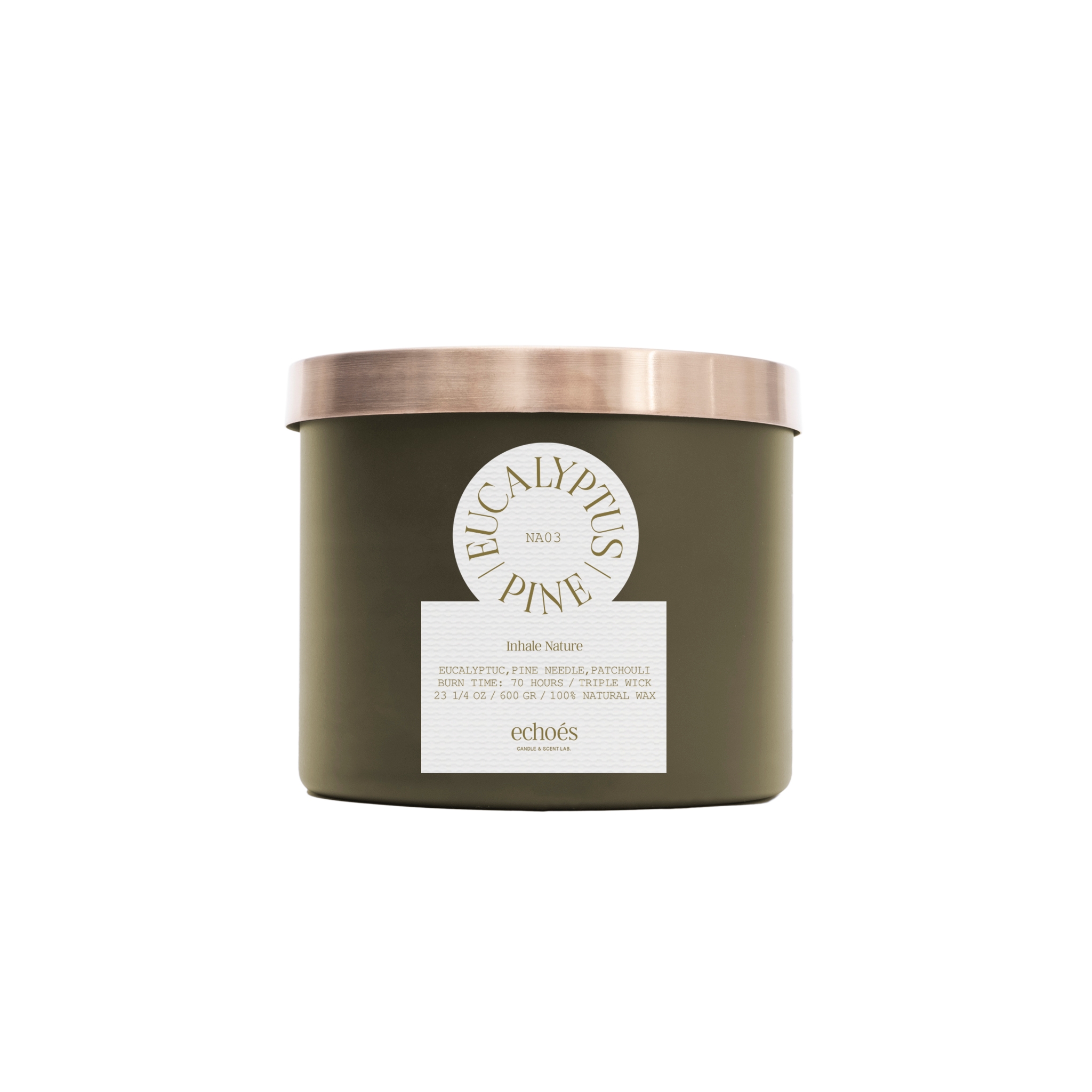 Eucalyptus & Pine Scented Large Size Natural Candle 600 Gr