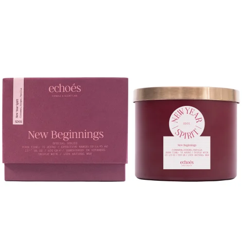 Echoes Lab - New Year Spirit Scented Large Size Natural Candle 600 Gr